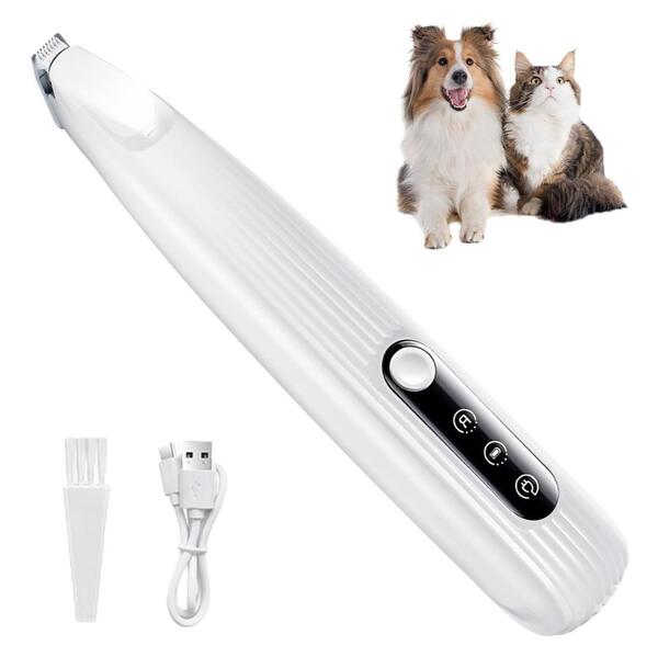 ペット用バリカン 犬 猫 静音 LEDライト 肉球 足裏 耳裏 顔周り 部分カッター ホワイト 新品 未使用