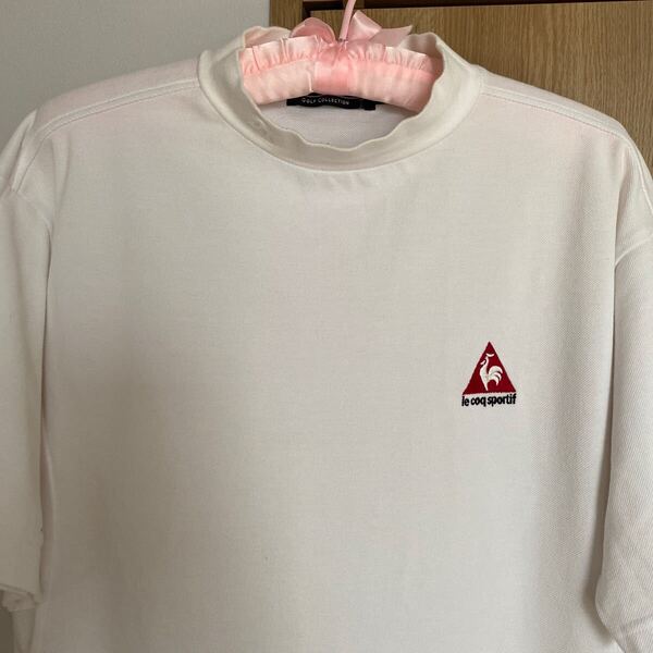 【le coq sportif GOLF】ルコックゴルフ Lサイズ 日焼け防止ハイネック-ロゴ刺付き 半袖ハイネックシャツ■/L。送料込みです