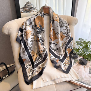 【RS-84】新品 レディース ストール正方形90cm マフラーシルク調 ショール 日焼け 冷房対策スカーフ