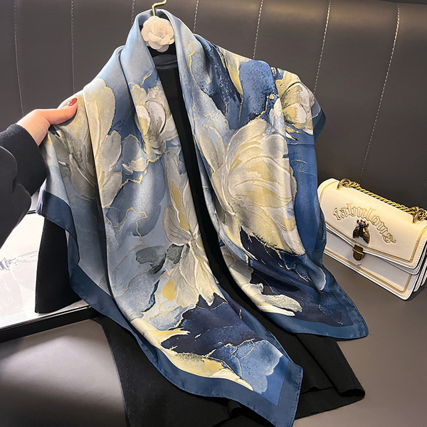 【RS-67】新品 レディース ストール正方形90cm マフラーシルク調 ショール 日焼け 冷房対策スカーフ