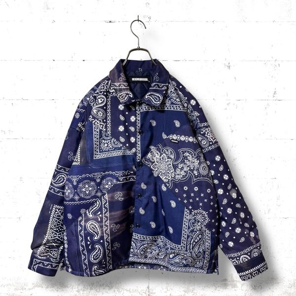 neighborhood バンダナ柄 ペイズリー柄 シャツ ジャケット 中綿 ネイバーフッド 紺色 ネイビー S M 212AQNH-SHM04 キルティング