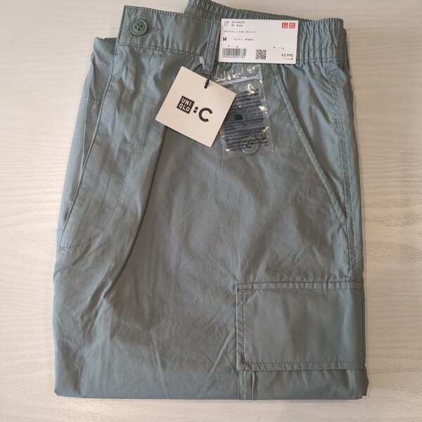 【新品M】ユニクロCタックワイドパンツ グリーン