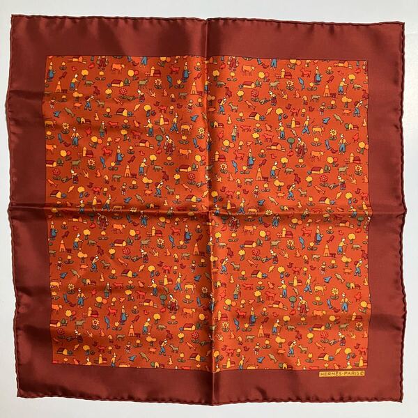 未使用 HERMES ミニスカーフ プチカレ ガヴロッシュ エルメス ミニ スカーフ シルク100%