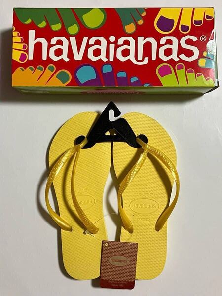 未使用 havaianas slim ビーチサンダル 23cm 〜 23.5cm 35 - 36 ハワイアナス スリム ビーチ サンダル 海水浴 レジャー 送料無料 イエロー