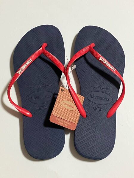 未使用 havaianas slim ビーチサンダル 25cm 〜 26cm 39 - 40 ハワイアナス スリム ビーチ サンダル 海水浴 レジャー 送料無料 カジュアル