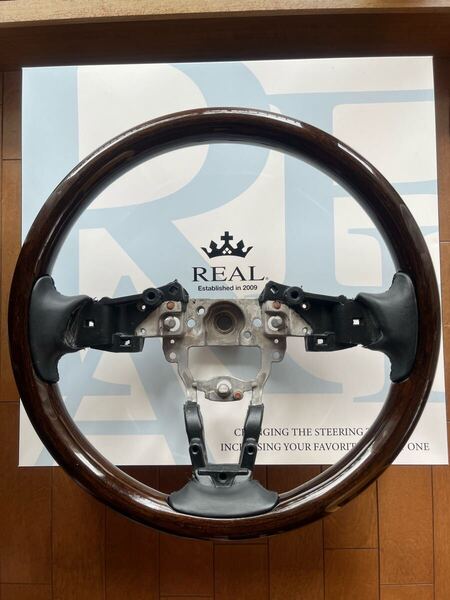 NDロードスター用 REAL レアル ステアリング ダークブラウンウッド シフトノブset 中古品