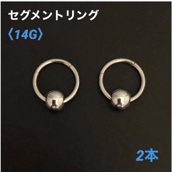 2本 ボール セグメントリング 14G内径10mm ボディピアス