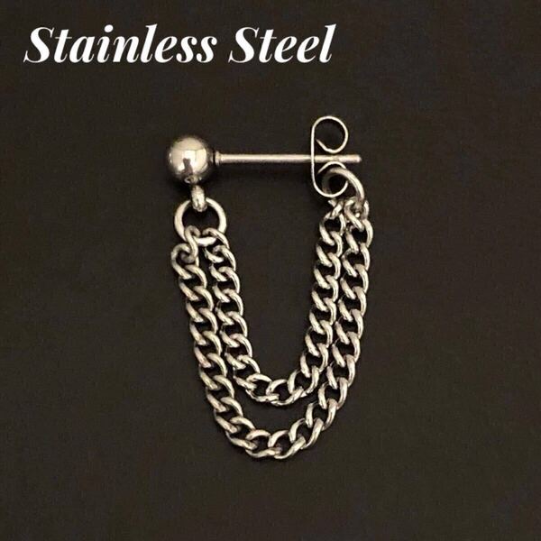 1本 ステンレス ダブルチェーン ピアス ボディピアス