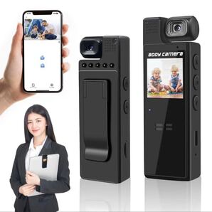 1.3インチ液晶画面 ビデオカメラ WiFi搭載 ボディカメラ ウェアラブルカメラ 防犯カメラ 赤外線LED 180度可動式レンズ