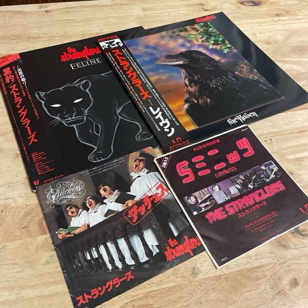 LP 即決 ストラングラーズ 国内盤4枚セット THE STRANGLERS - The Raven 初版3Dジャケ / Feline 黒豹 / 5 Minutes / Duchess 見本盤(Promo)