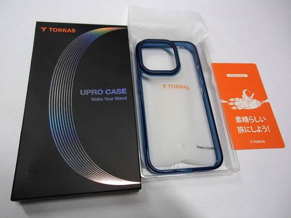 TORRAS iPhone 15 Pro 用 ケース ガラス スタンド ブルー