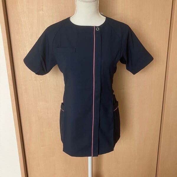★ 新品 3Lサイズ ストレッチ ジップアップ スクラブ 看護師 白衣 エステサロン ユニフォーム 制服 ★ チュニック