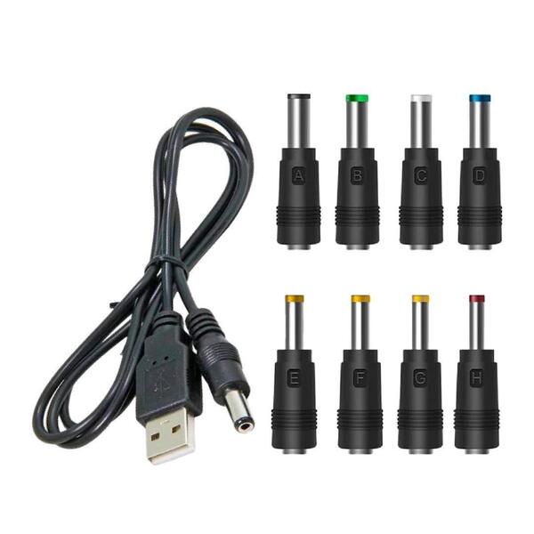 USB 電源ケーブル 変換プラグ付き DC充電コード5.5x2.1mm 1m