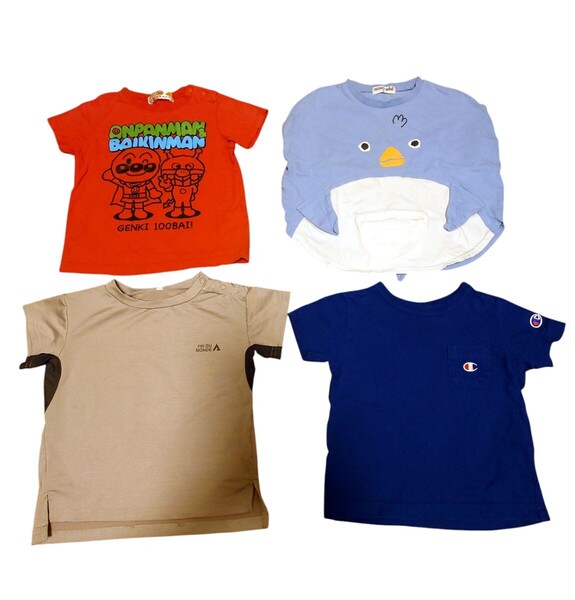 男の子 キッズ 半袖Tシャツ 半袖トップス アンパンマン ペンギン Champion・FIN DU MONDE 4点セット 90-95