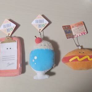 つぶらな瞳の喫茶店 ファーストフード ボールチェーンマスコット ぬいぐるみ 3点セット くりーむそーだ でんぴょう ほっとどっぐ 新品