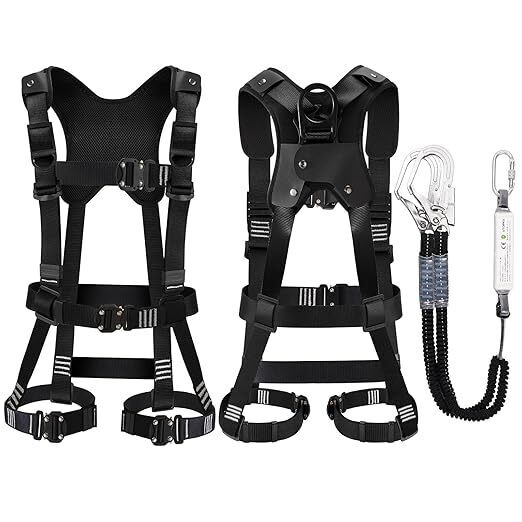 【未検品】UTOPKU フルハーネス安全帯 新規格 セット ハーネス 安全帯 (ブラックの肩パット+フルハーネス安全帯 2丁掛け) /Y30943-M1