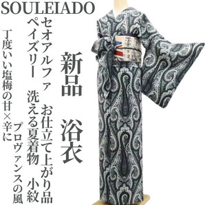 tomihisa 新品 SOULEIADO セオアルファ ペイズリー お仕立て上がり品 洗える夏着物 仕付け糸付 小紋“甘×辛にプロヴァンスの風”浴衣 6346
