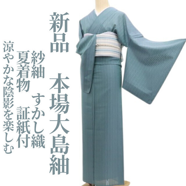 tomihisa 新品 紗紬 すかし織 夏着物 正絹 仕付け糸付 証紙付”涼やかな陰影を楽しむ。すかし織が映える装い”本場大島紬 6477