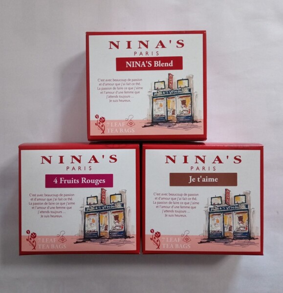二ナス 【二ナスブレンド】【カトルフルーツルージュ】【ジュテーム】3種×7袋 計21袋/NINA'S PARIS/紅茶/ティーバッグ/4フルーツルージュ