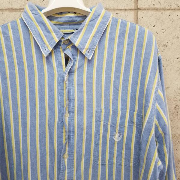 中古 アメリカ古着 CHAPS チャップス 長袖シャツ メンズ XLサイズ 2L LL 青 ブルー ストライプ柄 ビンテージ カジュアル 送料無料