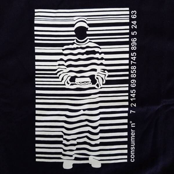 新品 おもしろTシャツ メンズ Lサイズ 黒 ブラック パロディ プリント ロゴ おしゃれ Prisoner Barcode 囚人 バーコード 送料無料