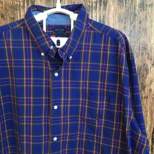 中古 アメリカ古着 CHAPS チャップス 長袖シャツ メンズ 2XLサイズ相当 XXL 3L 青 ブルー チェック ビンテージ カジュアル 送料無料