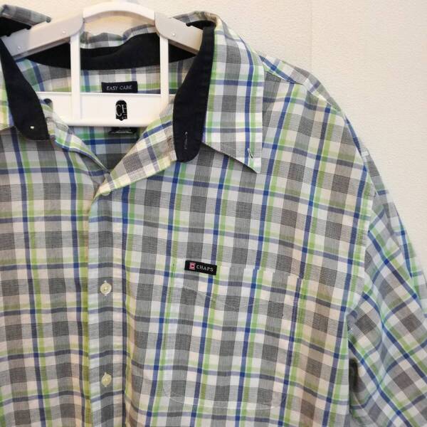 中古 アメリカ古着 CHAPS チャップス 半袖シャツ メンズ XXL 2XL 3L 緑 グリーン チェック ビンテージ カジュアル 送料無料