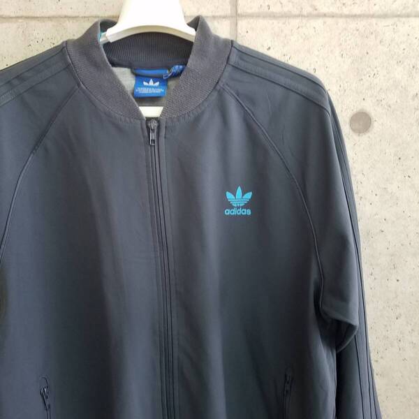 中古 アメリカ古着 adidas アディダス トラックジャケット フルジップアップ メンズ XL LL 2L 灰色 グレー 送料無料