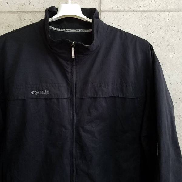 中古 アメリカ古着 Columbia コロンビア ナイロンジャケット メンズ 3XL 4L 黒 ブラック 無地 ビンテージ カジュアル アウトドア用品