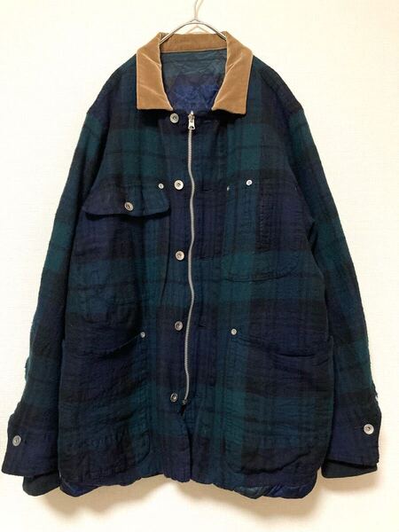 サカイ sacai ウール チェック ジャケット ジップアップ ブルゾン メンズ ジャンパー 3 中綿 パデット アウター キルティング