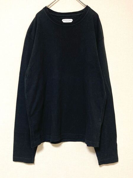 ボッテガヴェネタ BOTTEGA VENETTA 長袖 tシャツ ロンT ロゴ刺繍 クルーネック メンズ M 黒 ロングスリーブ 無地