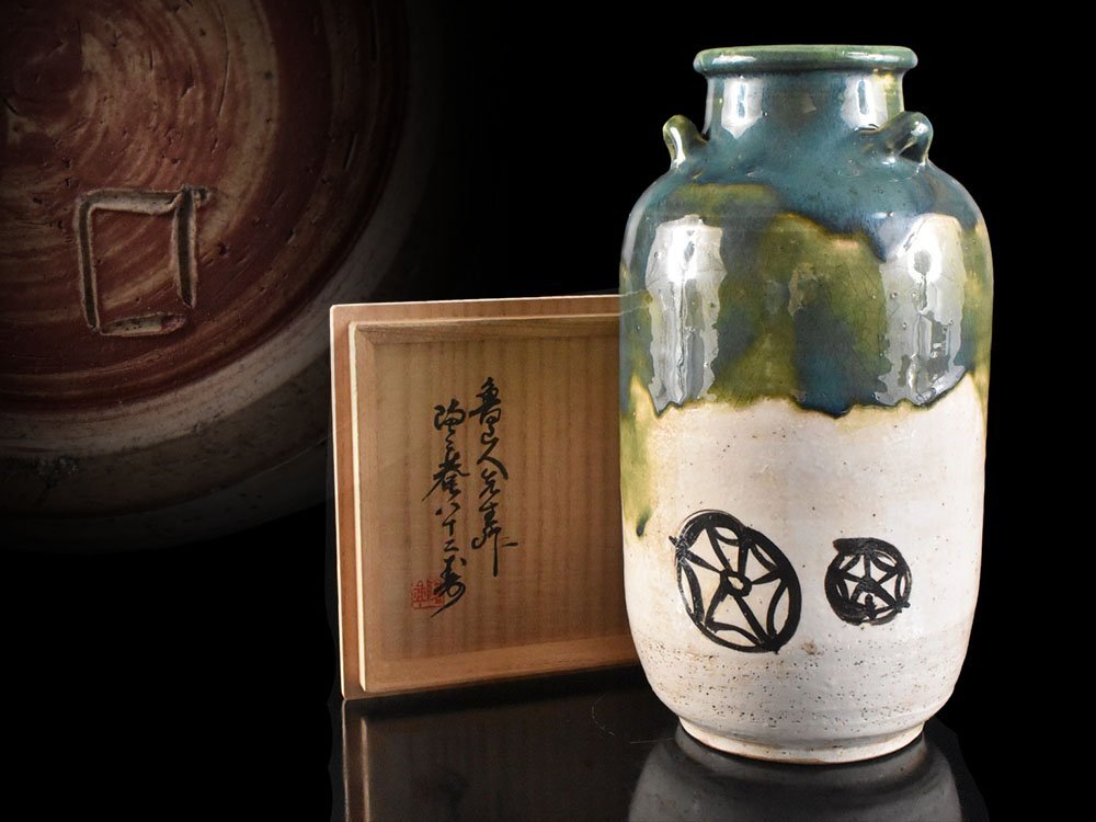 織部焼 児島塊太郎造 色絵 双耳 花瓶 花入 花生 壷 壺 花器 共箱 2025年最新】Yahoo!オークション -壺(織部)の中古品・新品・未