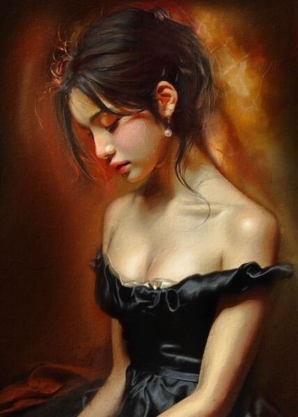 【最高傑作・美しい女性の絵画・肖像画・絵画】華やかな女性をモデルにしたリアリズムアート・油絵風の肖像画