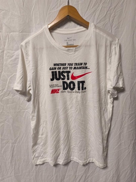 NIKE ドライ JUST DO IT 白 ロゴ Tシャツ 半袖 メンズ L