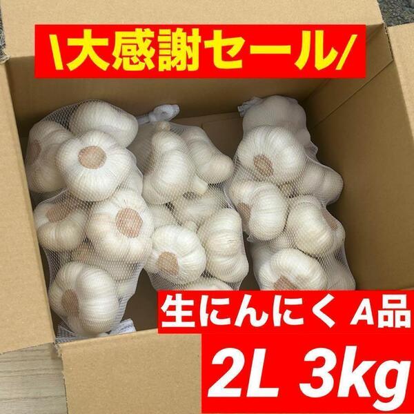 【大感謝セール】新物 青森県産 生にんにく A品 2L 3kg福地ホワイト六片