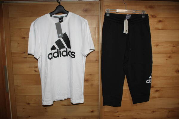 未使用 メンズL adidasアディダス 半袖Tシャツ&七分丈スウェットハーフパンツ 上下セット 送料無料即決