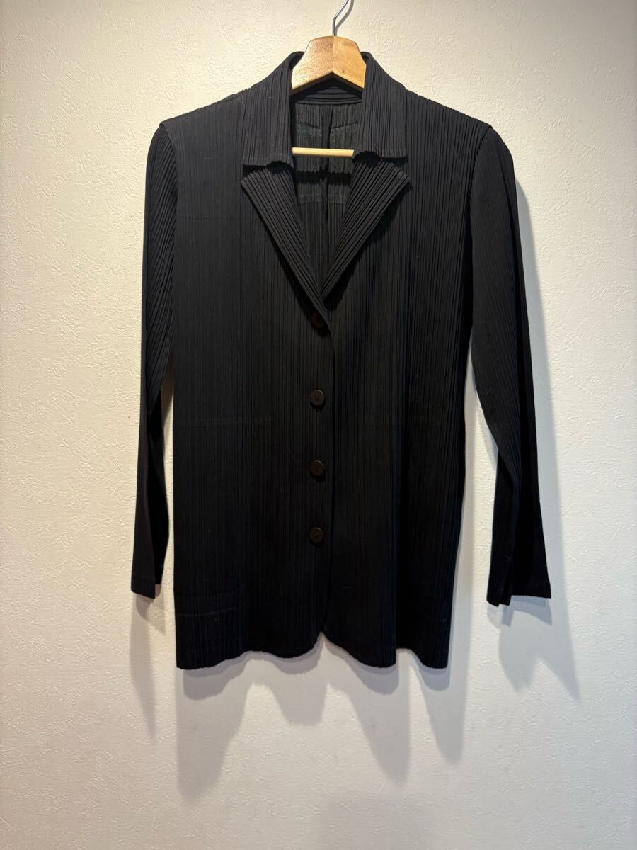 希少【pleats please issey miyake】変形/ジャケット ISSEY MIYAKE Pleasted Pleats Please Black Zipper Coat Jacket