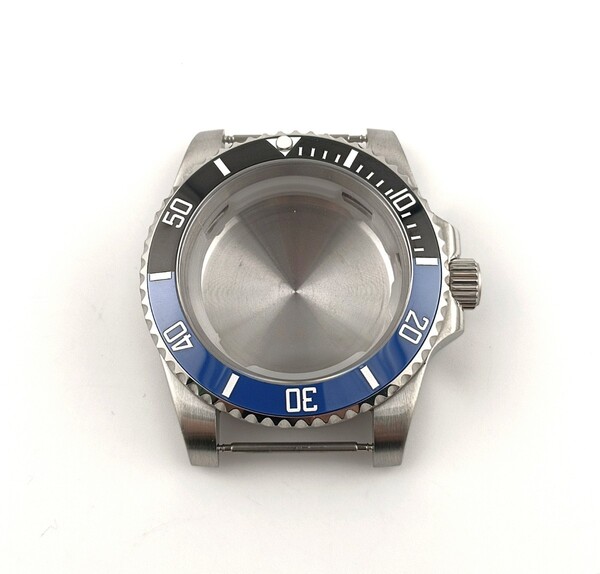 腕時計 ノンデイト ケース 黒/青 セラミックインサート ブルー/ブラック 【対応】SEIKO 7S26/7S36/NH35/NH36/4R35/4R36等 セイコー