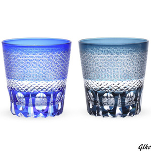 【パッケージはペア木箱で贈答用にも最適】 切子 グラス ペアグラス ロックグラス 刺し子デザイン 木箱入り 贈答用 日本製検品 おしゃれ