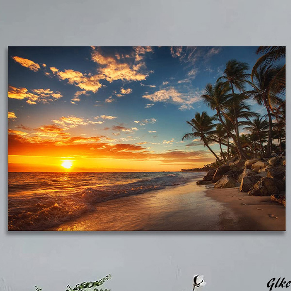 【癒しの海と椰子の木アートパネル】 キャンバスアート 30×40cm 海 自然風景 風水 開運 インテリア 風景画 壁掛け 南国