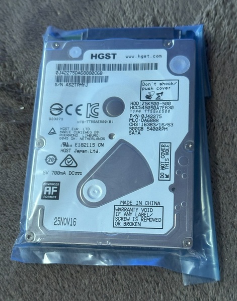 TZ-WR500P搭載500GBHDD HCC545050A7E380データ実装のまま正常動作品 参考TZ-WR320P