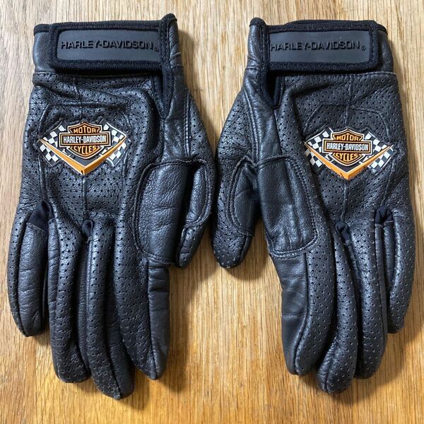 Harley Davidson leather gloves men's S used ハーレーダビッドソン レザー グローブ メンズ Sサイズ ユーズド バイク ツーリング