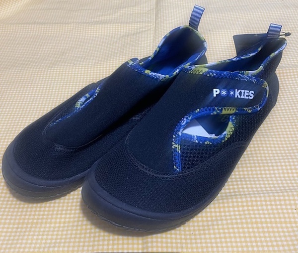 【即決・送料込】新品・未使用 POOKIES キッズウォーターシューズ PK-A130 ブラックブルー24cm 海水浴川遊び水遊びキャンプに足裏保護