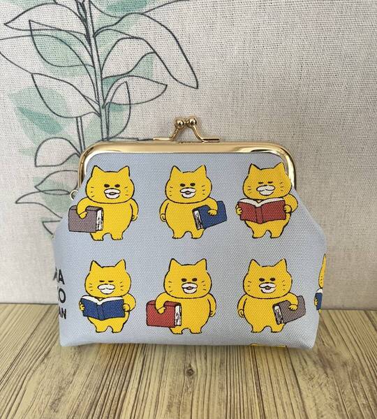 がま口 / ポーチ / 財布 / 小物入れ / ハンドメイド☆ノラネコぐんだん・ブルーグレー82