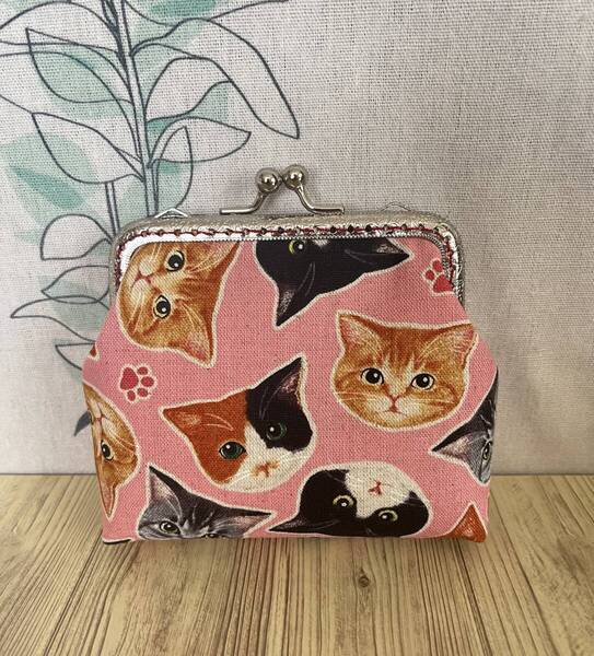 がま口 ポーチ / 財布 / 小物入れ / ハンドメイド ☆ 猫フェイス・32