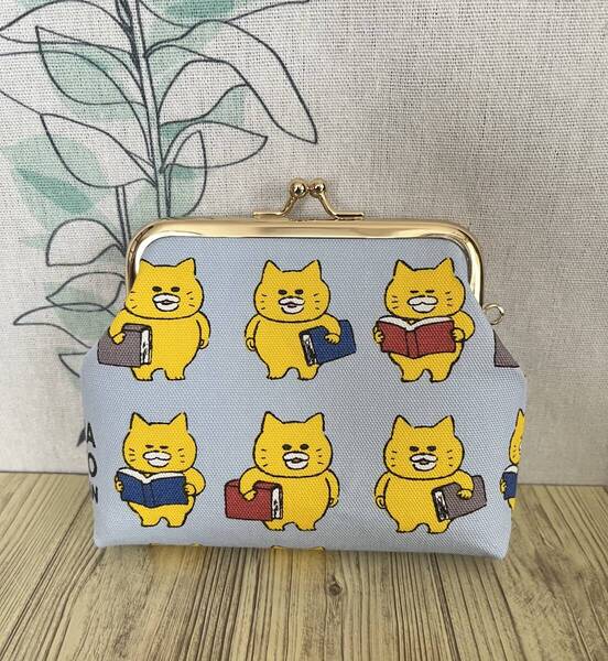 ラスト★がま口 / ポーチ / 財布 / 小物入れ / ハンドメイド☆ノラネコぐんだん・ブルーグレー87