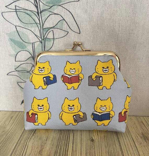 がま口 / ポーチ / 財布 / 小物入れ / ハンドメイド☆ノラネコぐんだん・ブルーグレー86