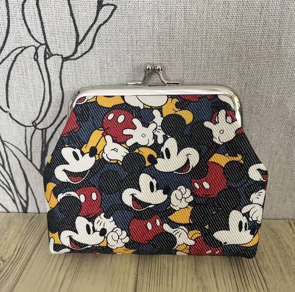 がま口 ポーチ / 財布 / 小物入れ / ハンドメイド ☆ ミッキーマウス・1