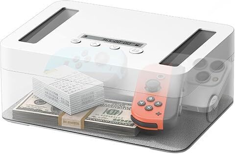 VAYDEER タイムロッキングコンテナ(白 21.2cm x 15.4cm x 8cm)、スマホいじり防止、受験対策など