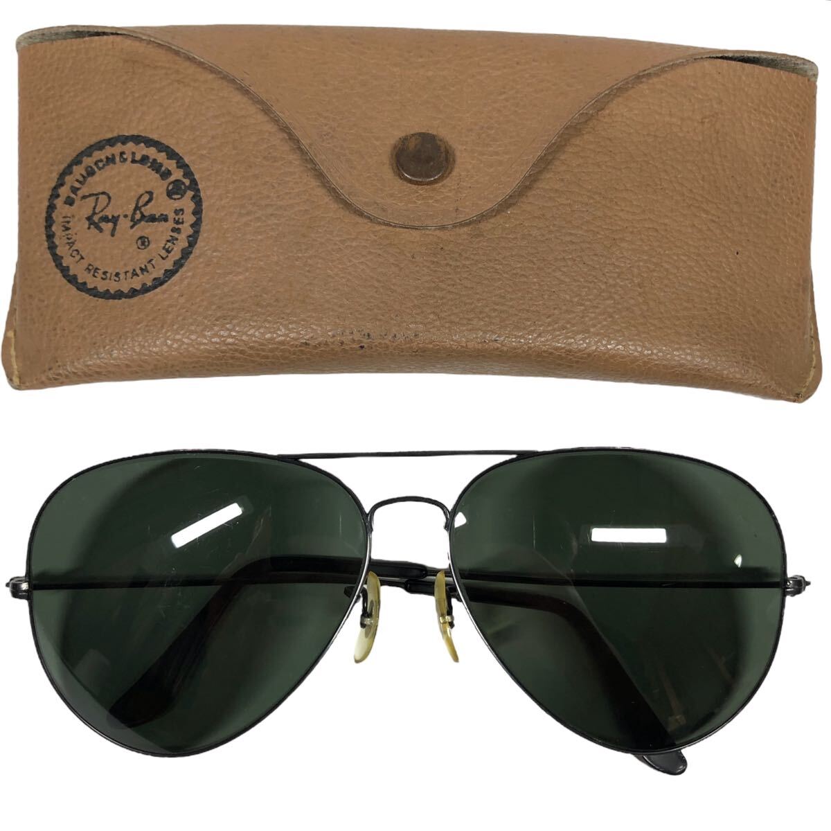 【新品未使用】Ray-Ban ボシュロム B&L W1946 ケース付き GIG LAMPS 1950s-1960s B&L RAYBAN SHOOTER 1/10 12KGF size 62